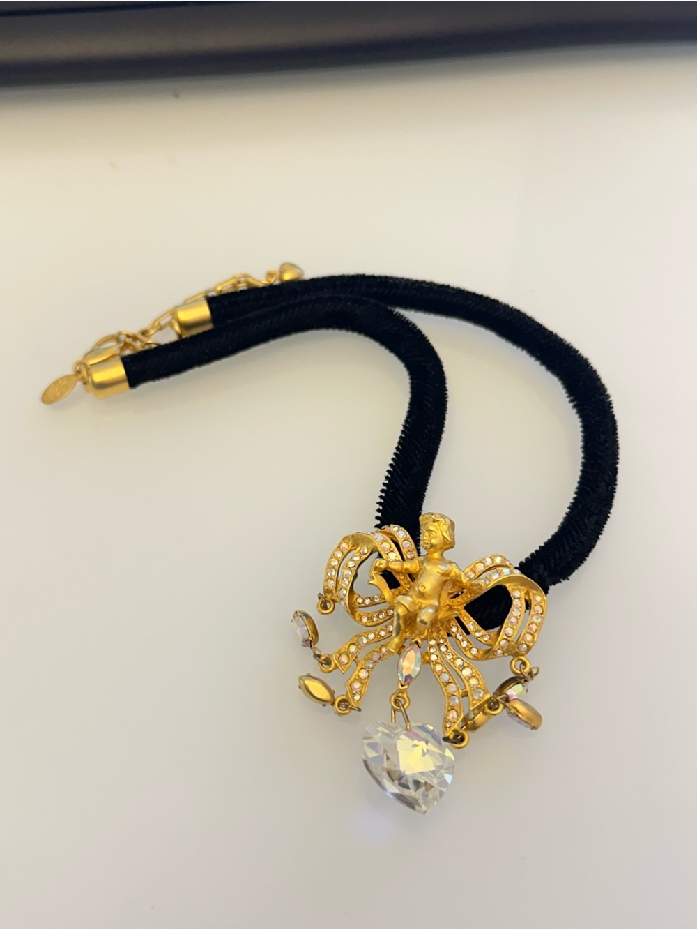 Vintage Kirk’s Folly Angel Bow Velvet Chocker Necklace